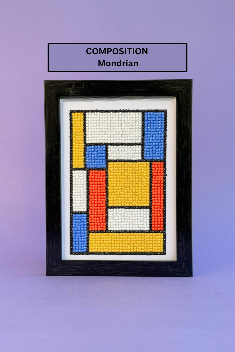 Framed diamond painting image of Composition by Mondrian