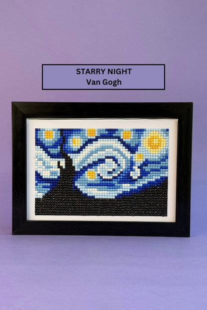 Framed diamond painted Starry Night by Van Gogh